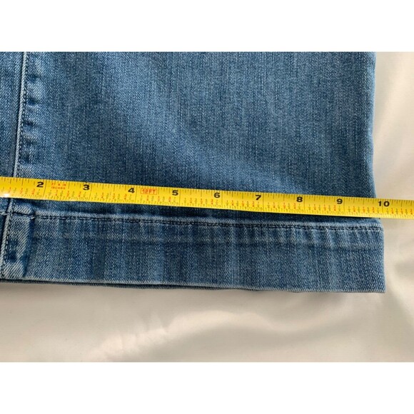 Paige Jeans Patch Pocket Nellie Crop Size 32 Blue Hyden Wash Wide Leg High Rise - Picture 7 of 11